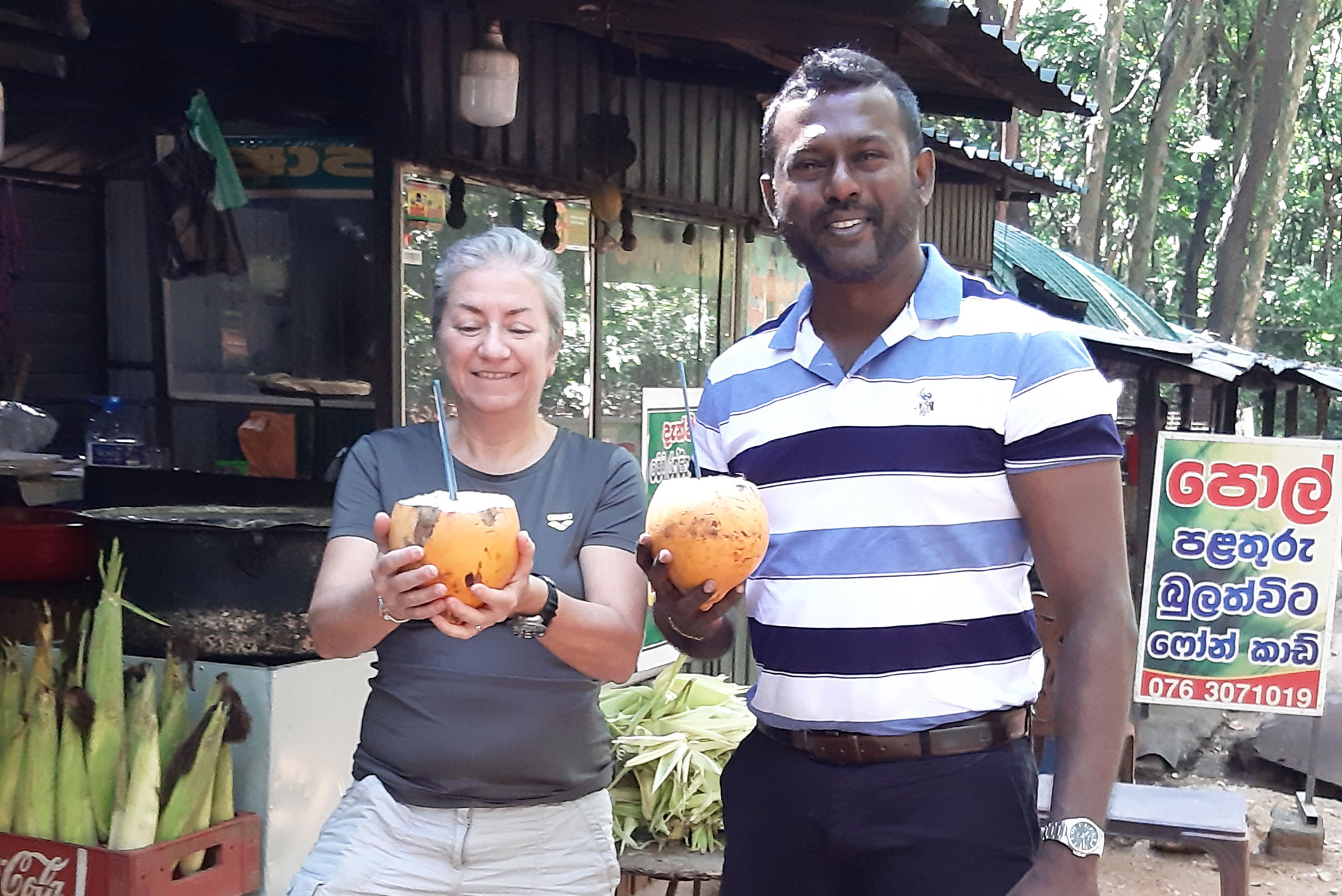Having coconut with one guest